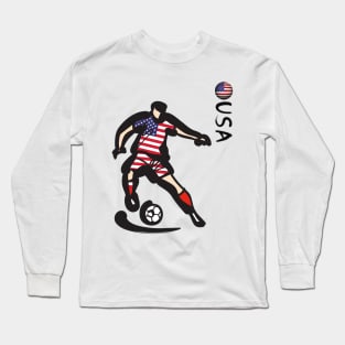 Dynamic USA Soccer Player Pose V1-1 Long Sleeve T-Shirt